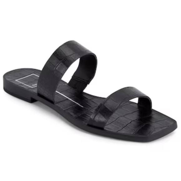 Dolce Vita Black Issac Croc Print Sandals - Picture 1 of 8
